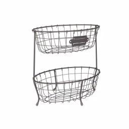 Spectrum Vintage Living 2-Tier Oval Steel Fruit and Vegetable Server thumbnail 1