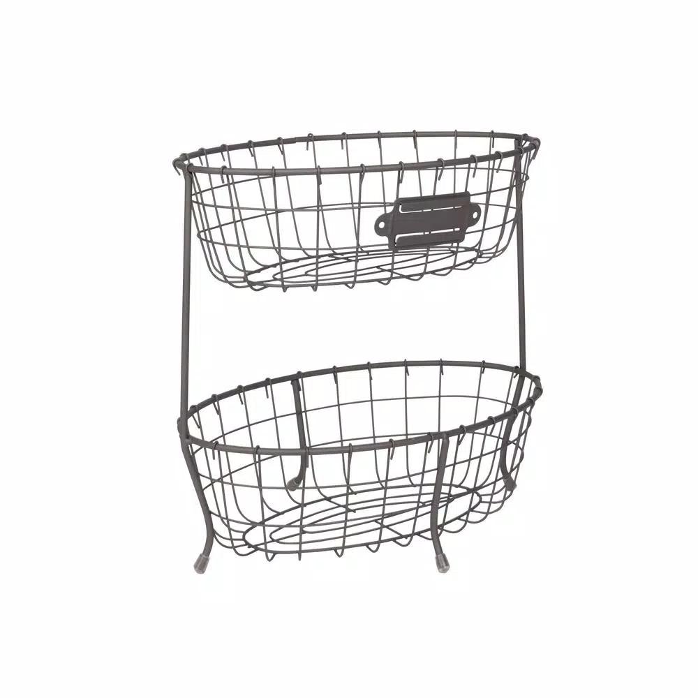 Spectrum Vintage Living 2-Tier Oval Steel Fruit and Vegetable Server