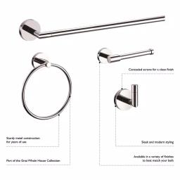 Design House GRAZ Park Polished Chrome Towel Ring - Modern Zinc Hand Towel Holder thumbnail 5