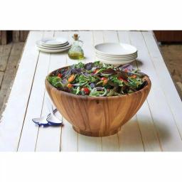 Ironwood Gourmet Large Salinas Acacia Wood Salad Bowl, 12-inch Round Serving Bowl thumbnail 4