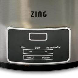 Zing 6 Qt. Oval Dark Stainless Steel Programmable Slow Cooker with Glass Lid thumbnail 3