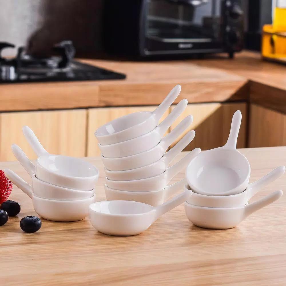 MALACASA 3.75 in. White Porcelain Ramekins Set of 12 - Versatile Ceramic Serving Dishes