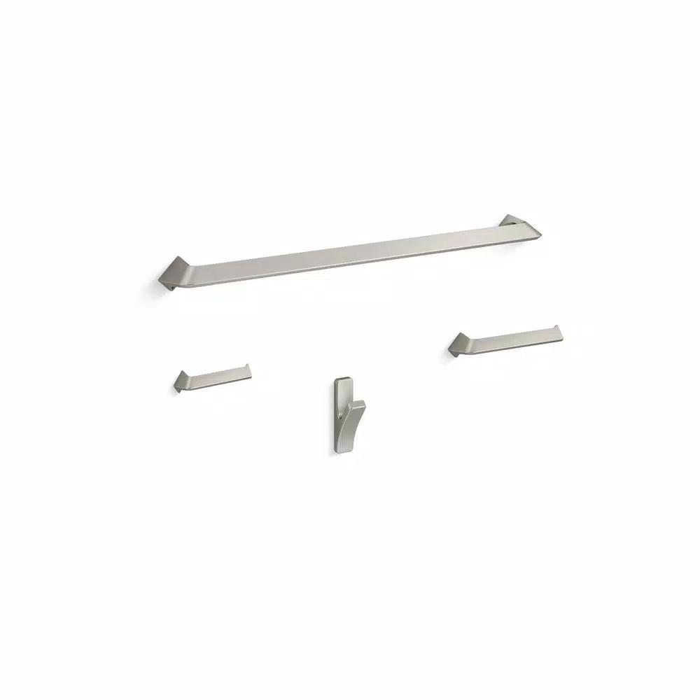KOHLER Uniform 4-Piece Bathroom Hardware Set, Vibrant Brushed Nickel