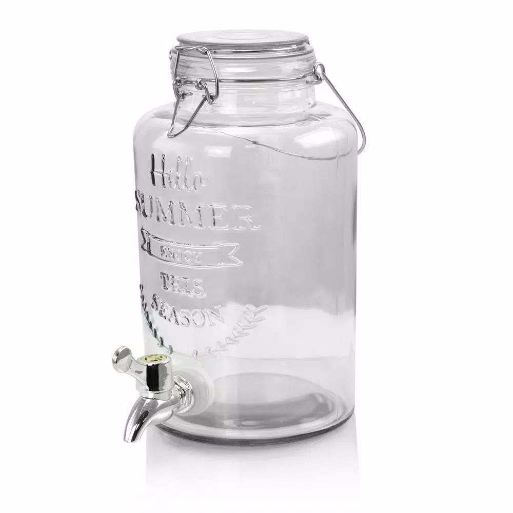 Gibson Home Bayfront Summer 2.6 Qt. Glass Drink Dispenser with Wire Bail Handle