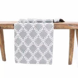 Manor Luxe Piluki Leaf Crewel Embroidered Table Runner, Gray, 15 in. x 108 in. thumbnail 1