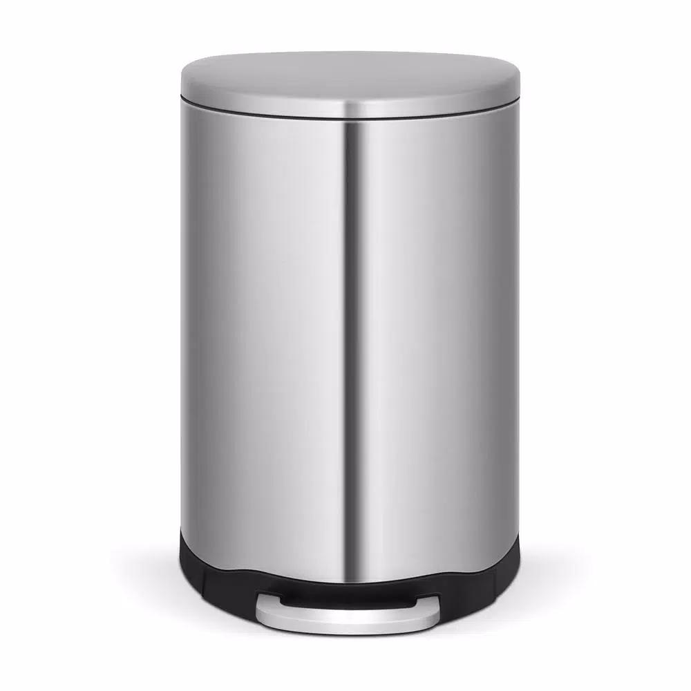 Innovaze 10.6 Gal. Stainless Steel Semi-Round Step-On Trash Can with Fingerprint-Free Finish