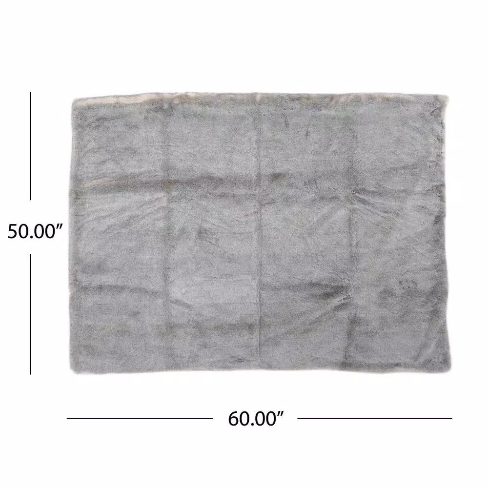 Noble House Toscana Timeless Grey Faux Fur Throw Blanket, 60 x 50 in.