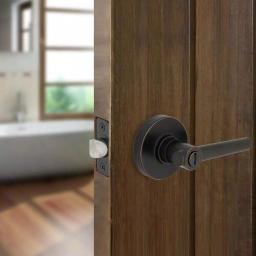Defiant Highland Aged Bronze Privacy Door Lever with Round Rose thumbnail 2