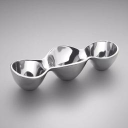 Nambe Alloy Triple Condiment Server, 6 oz. Each Section, Silver thumbnail 2