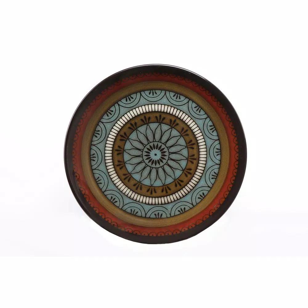 Lorren Home Trends 16-Piece Stoneware Dinnerware Set, Service for 4, Assorted Earth Tone Mosaic Design