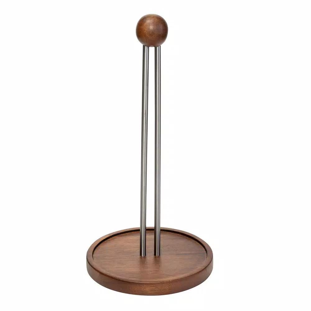 Honey-Can-Do Acacia Wood Paper Towel Holder - Modern Natural Acacia & Steel Design