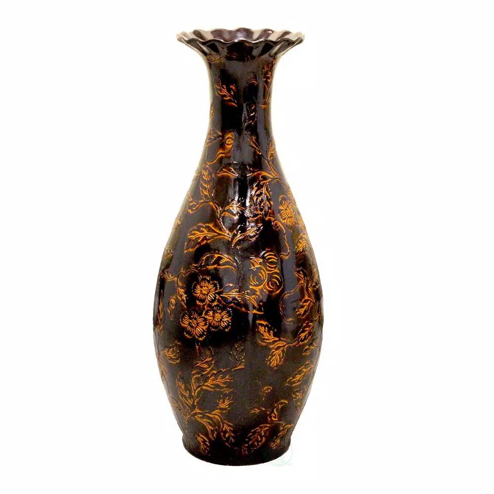 Uniquewise 36 in. Traditional Brown Trumpet Shaped Floor Vase