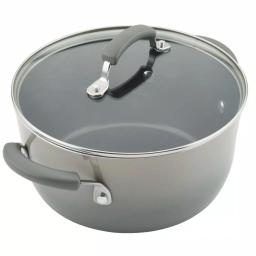 Rachael Ray Classic Brights 19-Piece Sea Salt Gray Nonstick Cookware Set with LocknLock Containers thumbnail 4