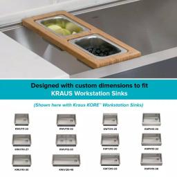 Kraus Workstation Kitchen Sink Bamboo Serving Board Set with 2 Stainless Steel Prep Bowls thumbnail 4