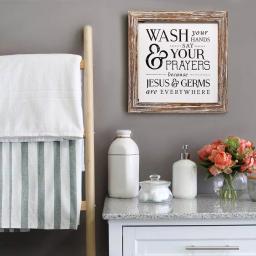 Stratton Home Decor Wash Your Hands Say Your Prayers Metal & Wood Wall Art thumbnail 1