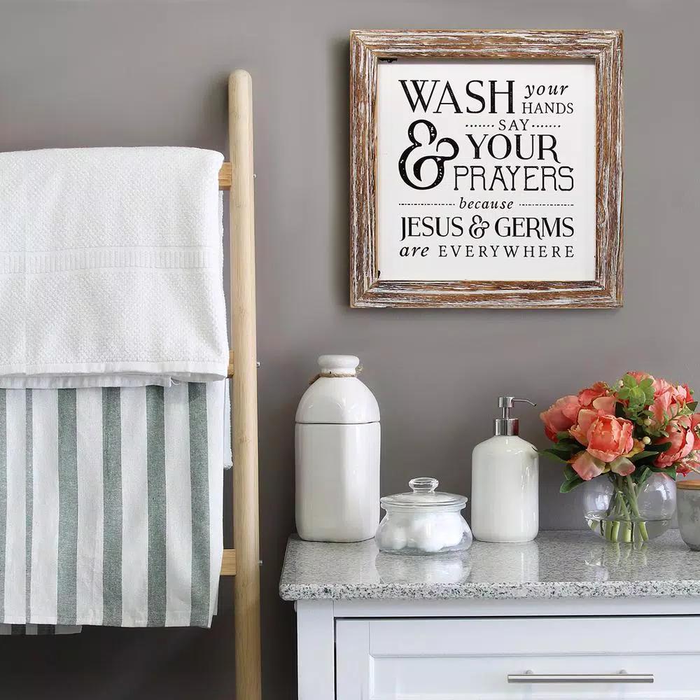 Stratton Home Decor Wash Your Hands Say Your Prayers Metal & Wood Wall Art