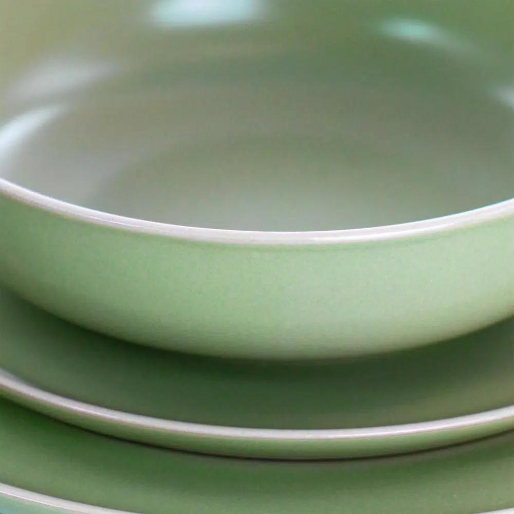 GIBSON elite Gibson Serenade 16-Piece Green Round Stoneware Dinnerware Set