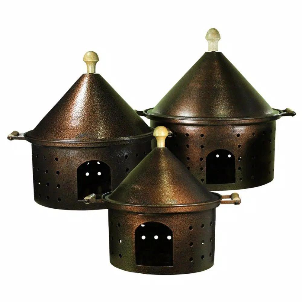 Benjara Bonny 25 qt. Bronze 3-Piece Metal Chafing Dish Set with Steel Tub