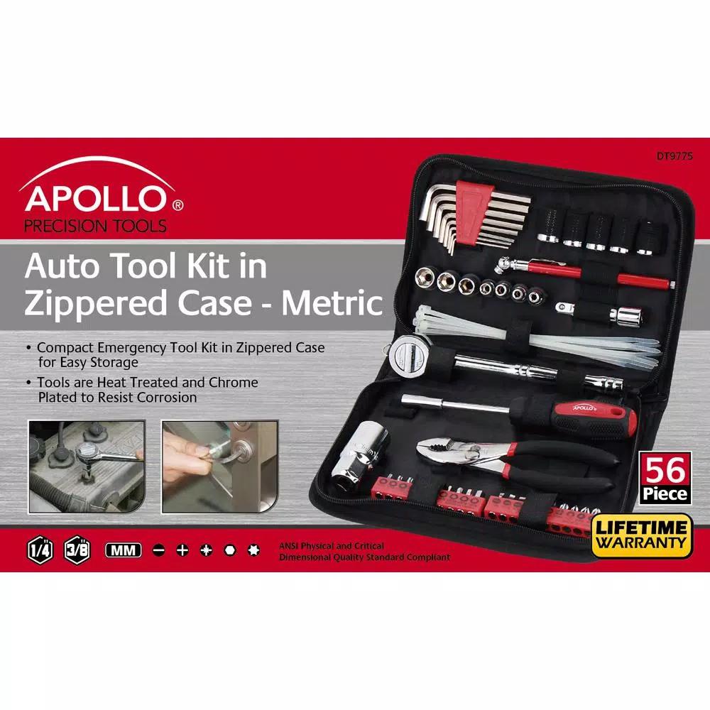 Apollo 56-Piece Metric Auto Tool Set with Zippered Storage Case