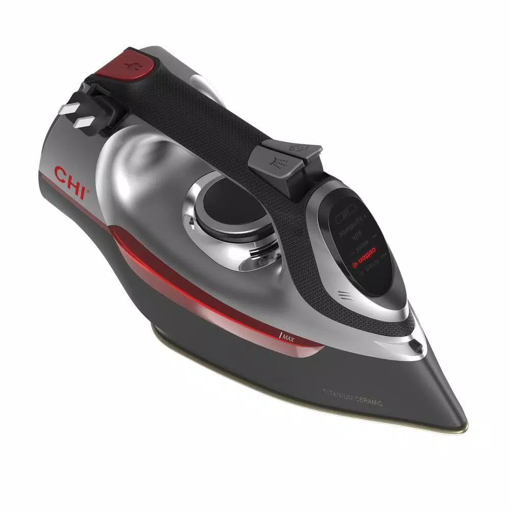CHI Electronic Steam Clothing Iron with Titanium-Infused Ceramic Soleplate and Retractable Cord