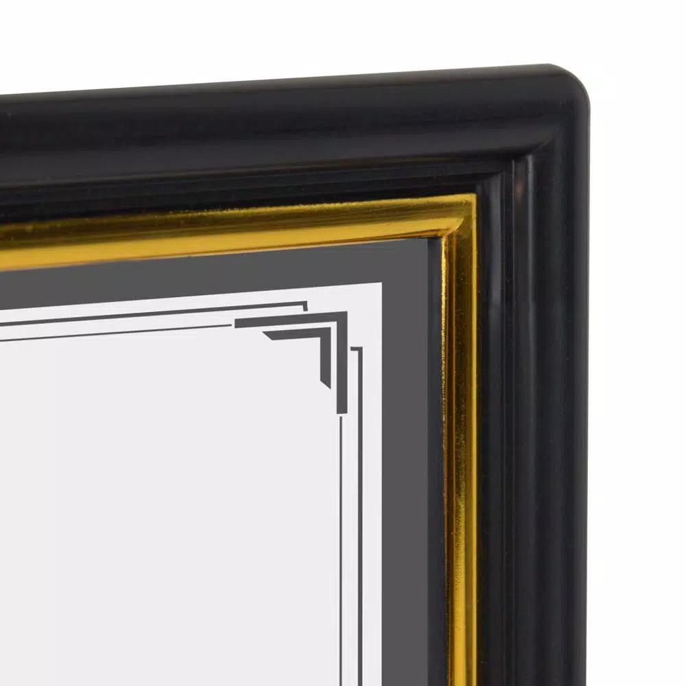 DesignOvation Corporate Document Frames, 8.5 x 11 in., Black with Gold Accent Trim (Set of 12)