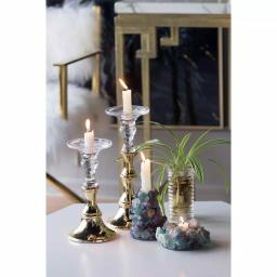 A & B Home Camden Clear and Gold Glass Candle Holder, Modern 2-Toned Candlestick thumbnail 1