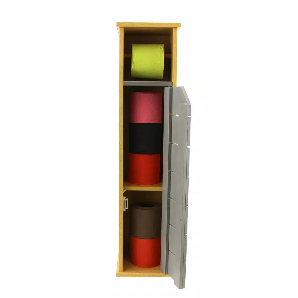 Unbranded Noumea 2-in-1 Wood Toilet Paper Holder and Floor Storage Cabinet - Gray/Brown