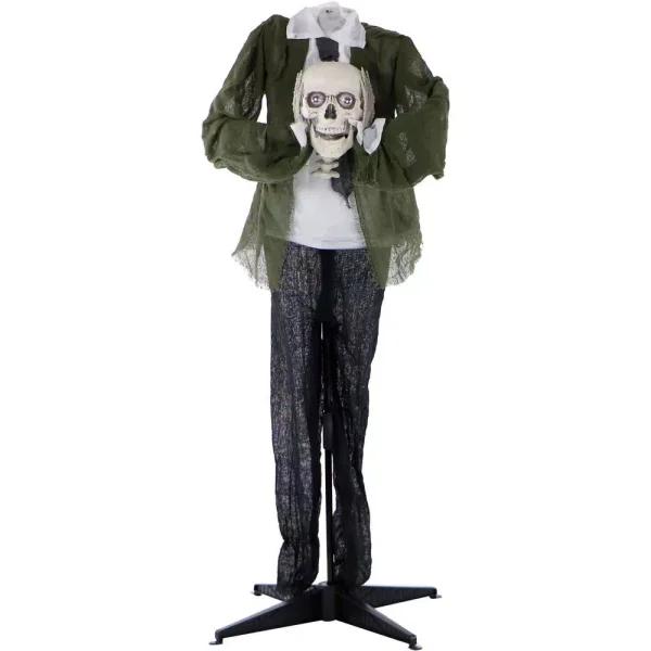 Haunted Hill Farm 5 ft. Animatronic Headless Man Halloween Prop with Talking Skull