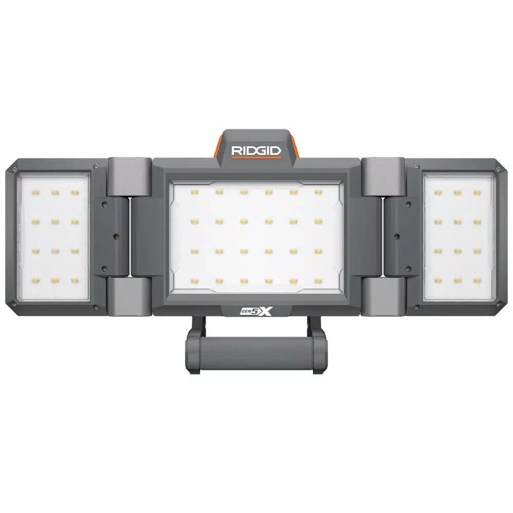 RIDGID 18V Cordless Hybrid Folding Panel Light with 1.5 Ah Lithium-Ion Battery, 2500 Lumens