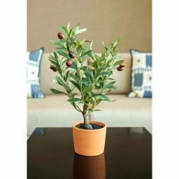 Flora Bunda 18 in. Artificial Olive Tree in Orange Terracotta Clay Pot thumbnail 3
