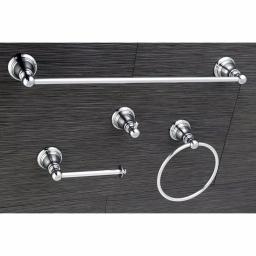 Kingston Brass Classic 4-Piece Polished Chrome Bath Hardware Set - Transitional Style thumbnail 3