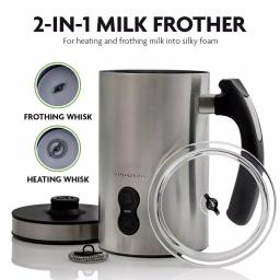 Oventes FR3608 Deluxe Electric Milk Frother and Steamer, 8 oz Silver Automatic Foam Maker thumbnail 2