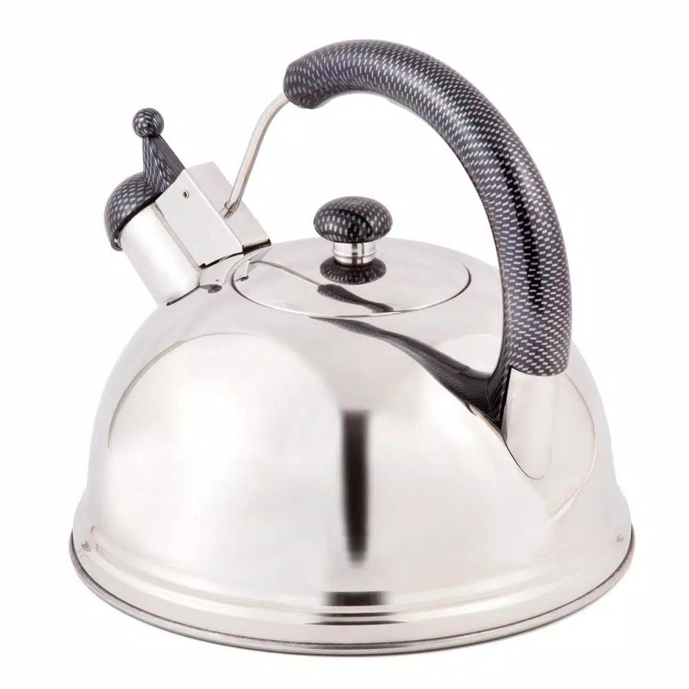 Creative Home Cobra 10.8-Cup Stainless Steel Whistling Stovetop Tea Kettle, Mirror Finish