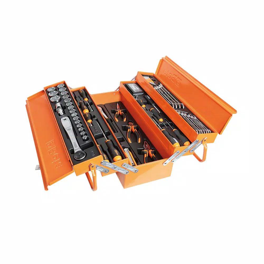 Beta Easy 91-Piece Metric Socket, Wrench, and General Maintenance Tool Set with Metal Toolbox