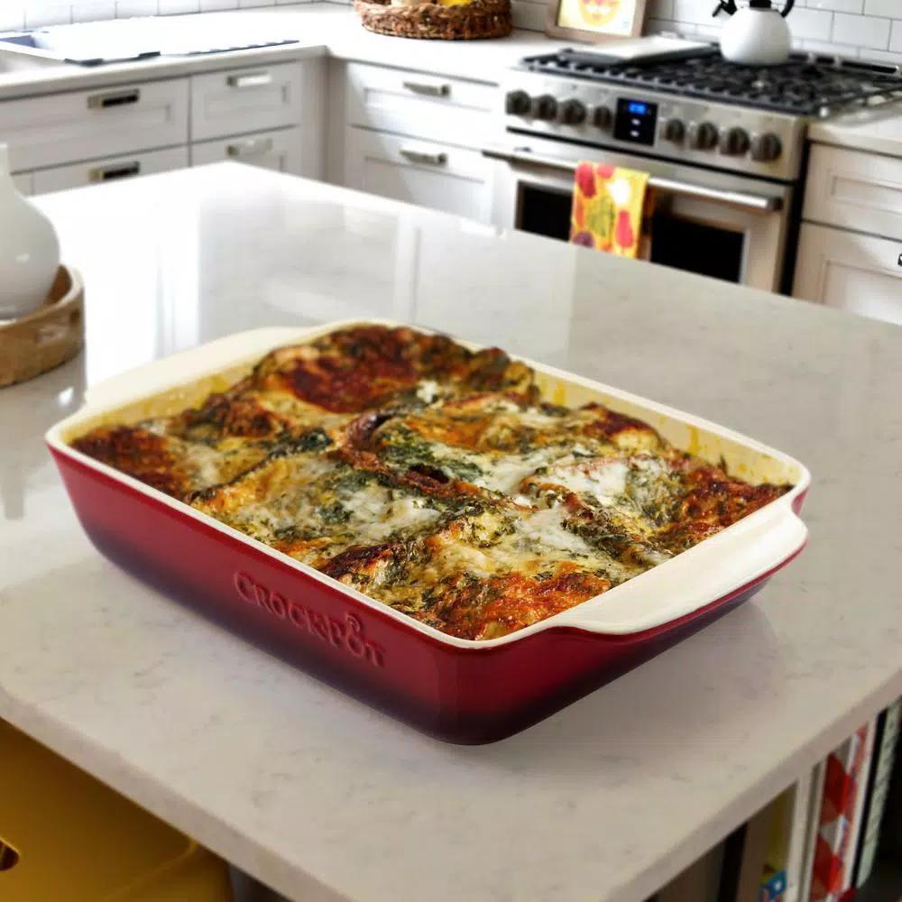 Crock-Pot Artisan 5.6 Qt. Red Stoneware Rectangular Bake Pan
