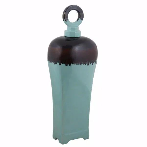 Benjara Blue Ceramic Kitchen Canister Jar with Lid