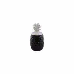 Benjara Black and White Ceramic Decorative Pineapple Canister with Lid thumbnail 1