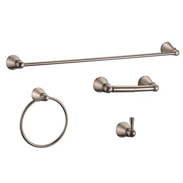Design House Kassel 4-Piece Bathroom Hardware Accessory Kit, Satin Nickel