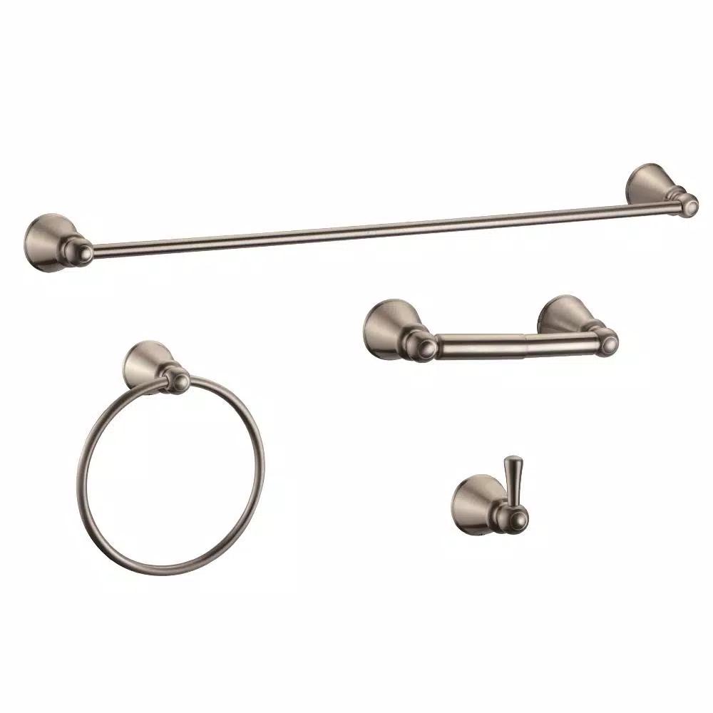 Design House Kassel 4-Piece Bathroom Hardware Accessory Kit, Satin Nickel