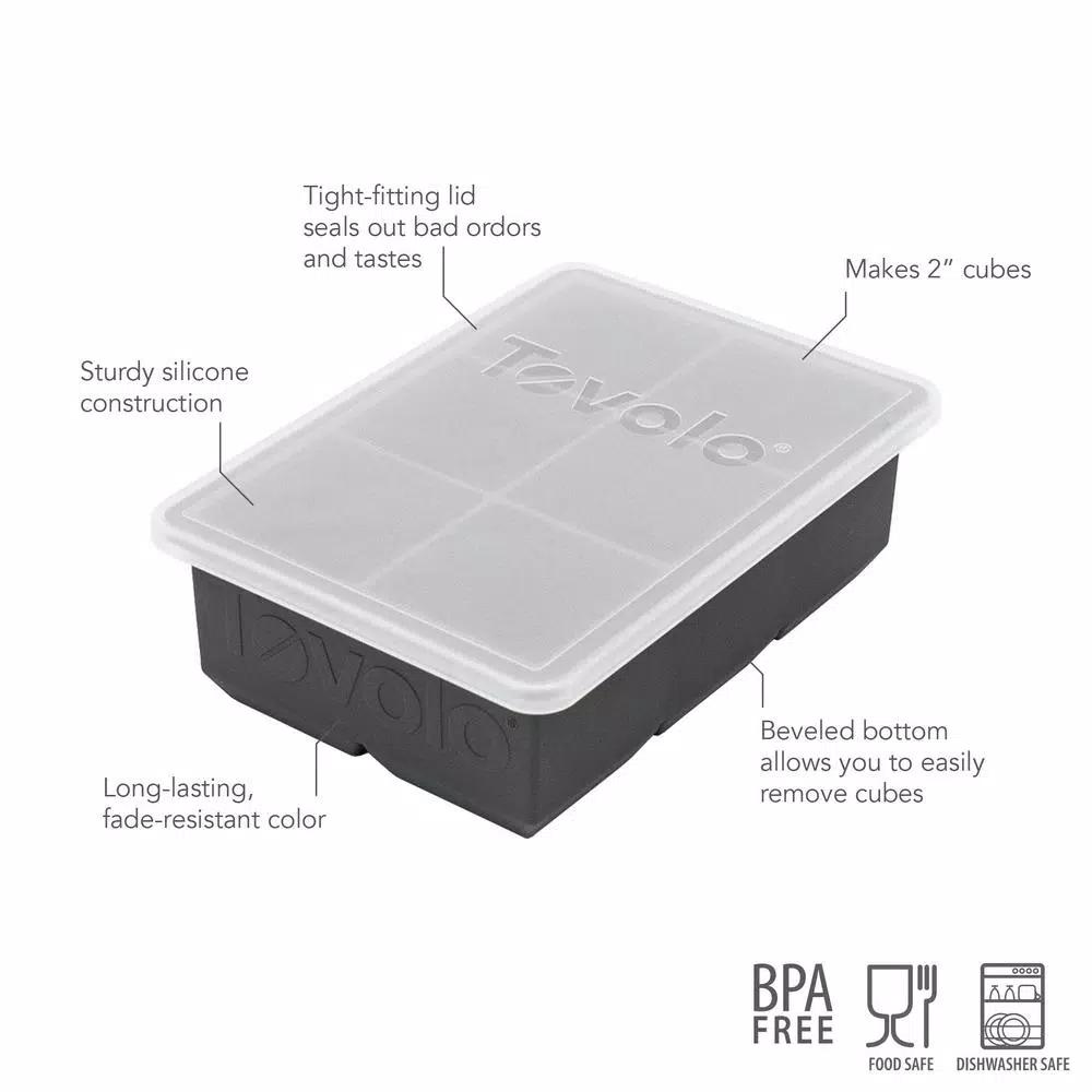 Tovolo Large 2 in. Silicone King Cube Ice Mold Tray with Lid for Whiskey and Cocktails
