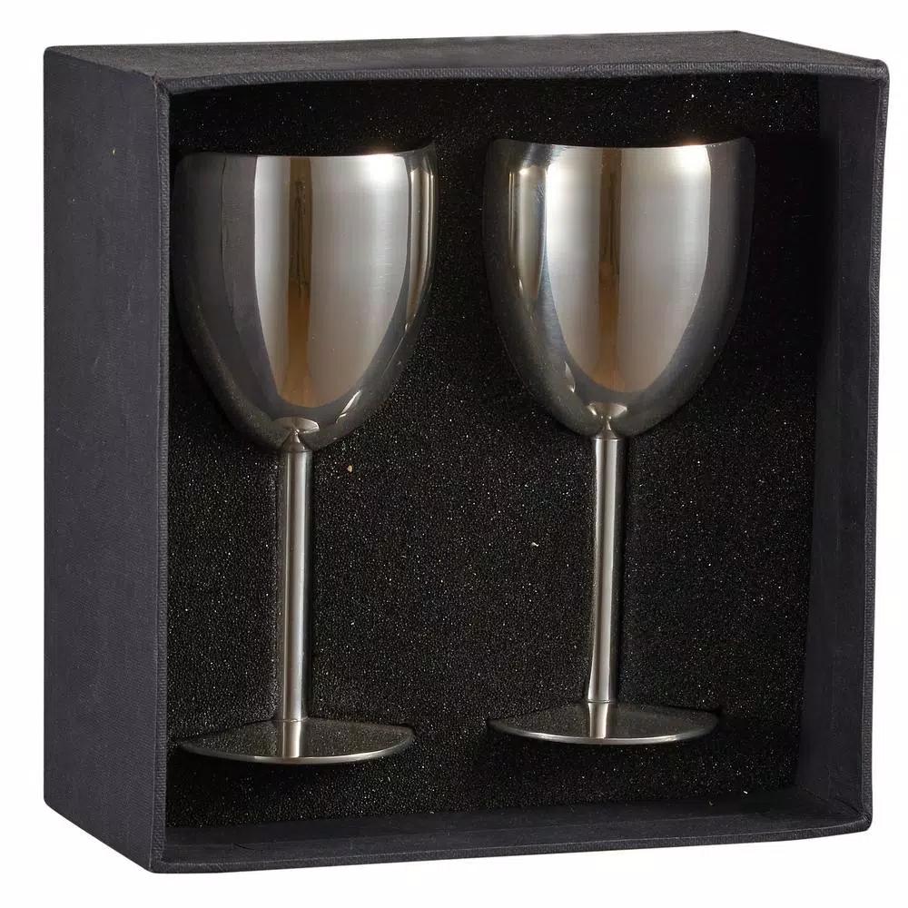 Visol Antoinette Stainless Steel Wine Glass Set, 6 oz, Set of 2