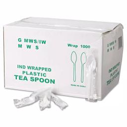 GEN White Plastic Wrapped Teaspoons, Mediumweight (1000 Count Case) thumbnail 2