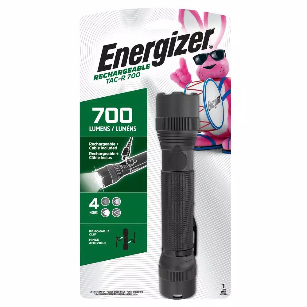 Energizer TAC-R 700 Rechargeable LED Tactical Flashlight, 700 Lumens, Aircraft-Grade Aluminum
