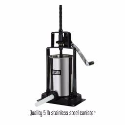 Weston 5 lb. Capacity Vertical Sausage Stuffer with Stainless Steel Canister and 3 Funnels thumbnail 5