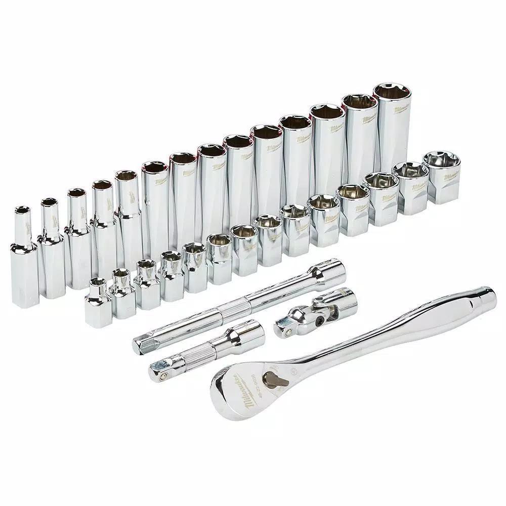 Milwaukee 60-Piece 3/8 in. Drive SAE & Metric Ratchet and Socket Set with PACKOUT Organizers