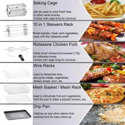 Geek Chef 1700W 15 Qt. Large Capacity Air Fryer with Rotisserie and 16 Preset Modes, Black thumbnail 5