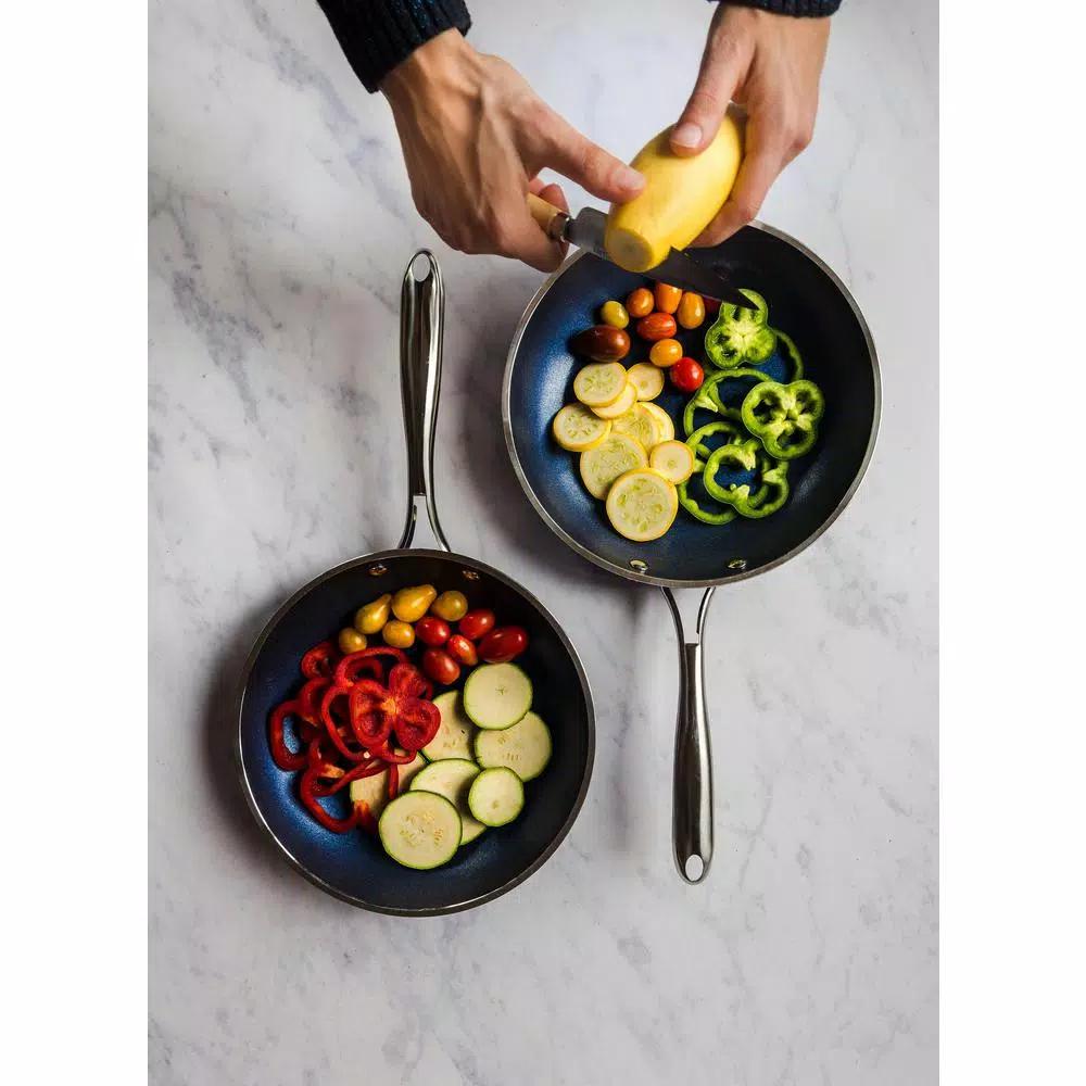 GRANITESTONE Granite Stone Blue 10-Piece Diamond Infused Non-Stick Aluminum Cookware Set with Glass Lids