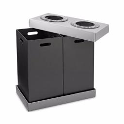 Alpine Industries 28 Gal. Black 2-Compartment Indoor Trash and Recycling Bin thumbnail 2