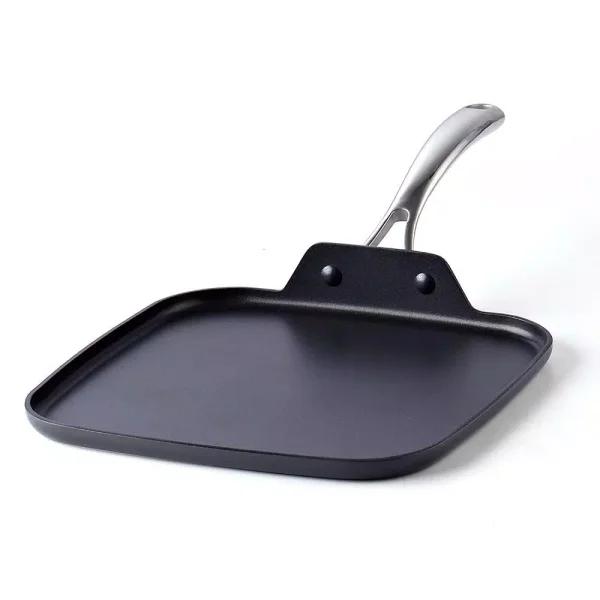 Cooks Standard 11 in. Hard-Anodized Aluminum Nonstick Square Griddle Pan, Black