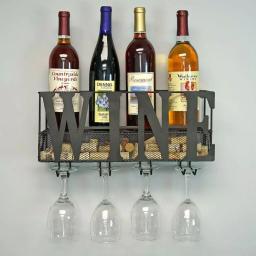 Southern Homewares WINE Wall Mounted Metal Wine Rack and Glass Holder thumbnail 5
